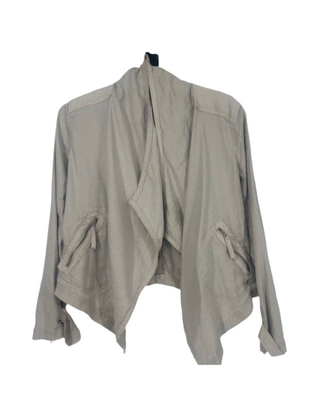 Anthropologie Jacket Women's XS Gray Linen Draped Open Front Utility Anorak Coat